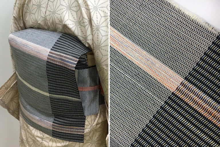 齋英織物　栗繭八寸帯