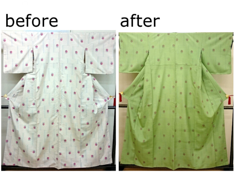 【着物の染め替え】若い頃の着物を今好きな色に染め変えました