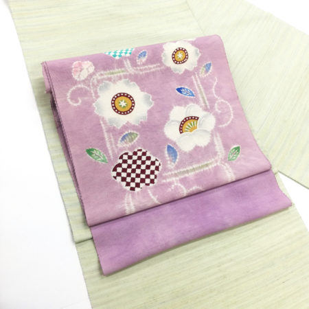 藤色の絞り染帯