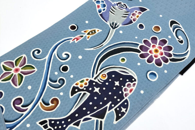 筒描き紅型染や　九寸名古屋帯