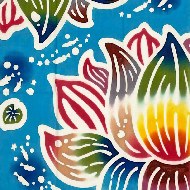 注染手拭い　紅型作家シリーズ　＜蓮に蛙＞