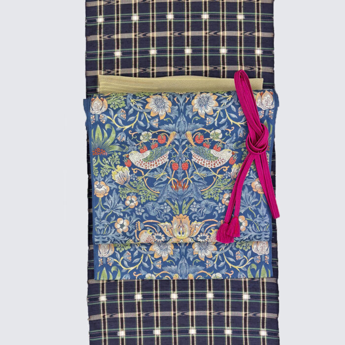 訳あり　名古屋帯　西陣織　ウィリアムモリス　いちご泥棒　お仕立て込み 訳あり 名古屋帯 西陣織 ウィリアムモリス いちご泥棒 お仕立て込み 訳