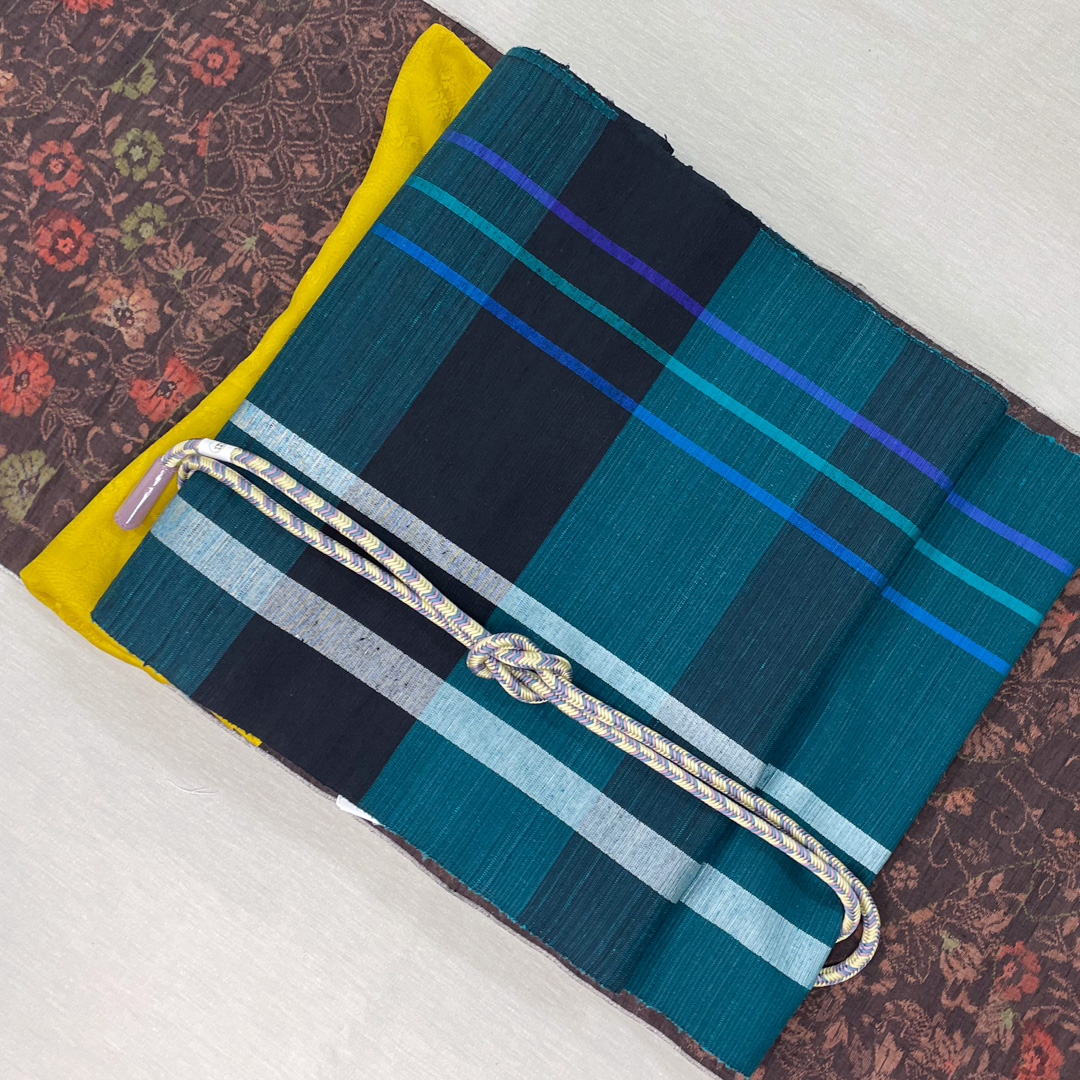 米沢 筬園工房製 真綿手紡糸 九寸名古屋帯 流彗 - 画像 (3)