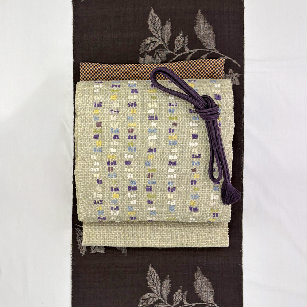 藤田織物製 真綿八寸帯(グレー) - 画像 (2)