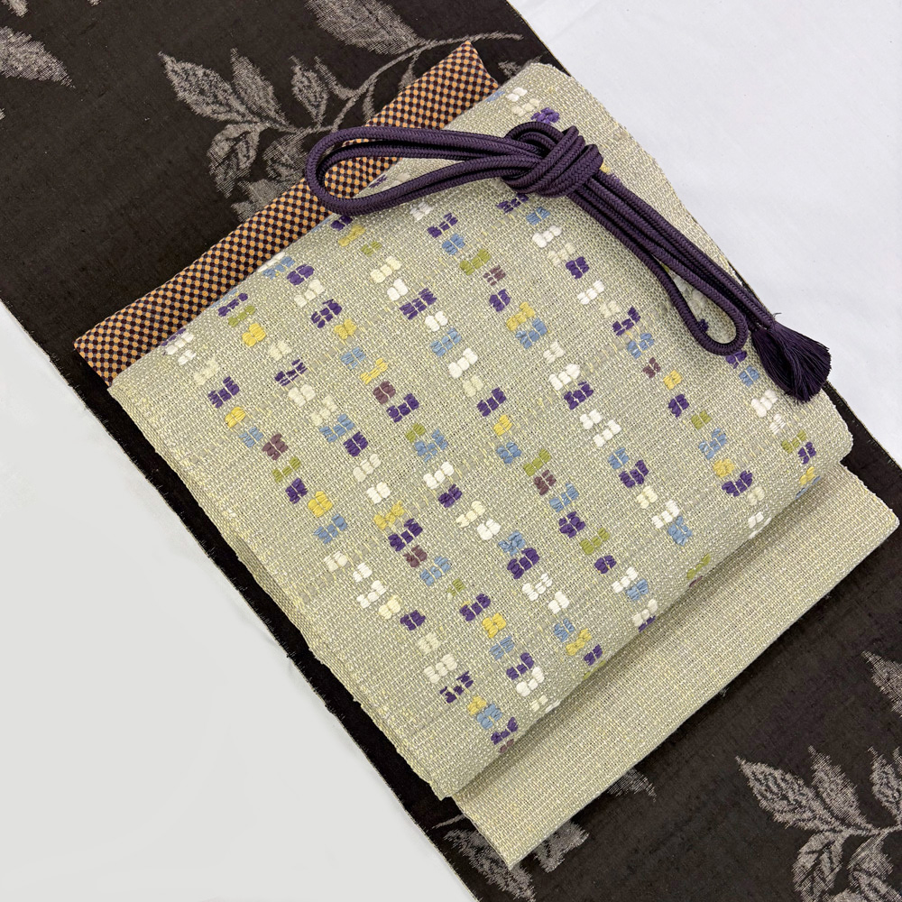 藤田織物製 真綿八寸帯(グレー) - 画像 (3)