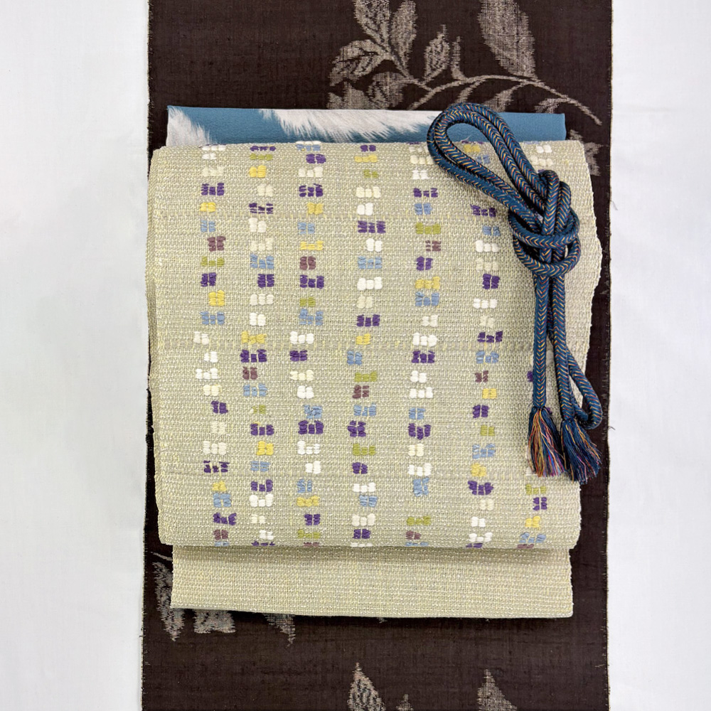 藤田織物製 真綿八寸帯(グレー) - 画像 (4)