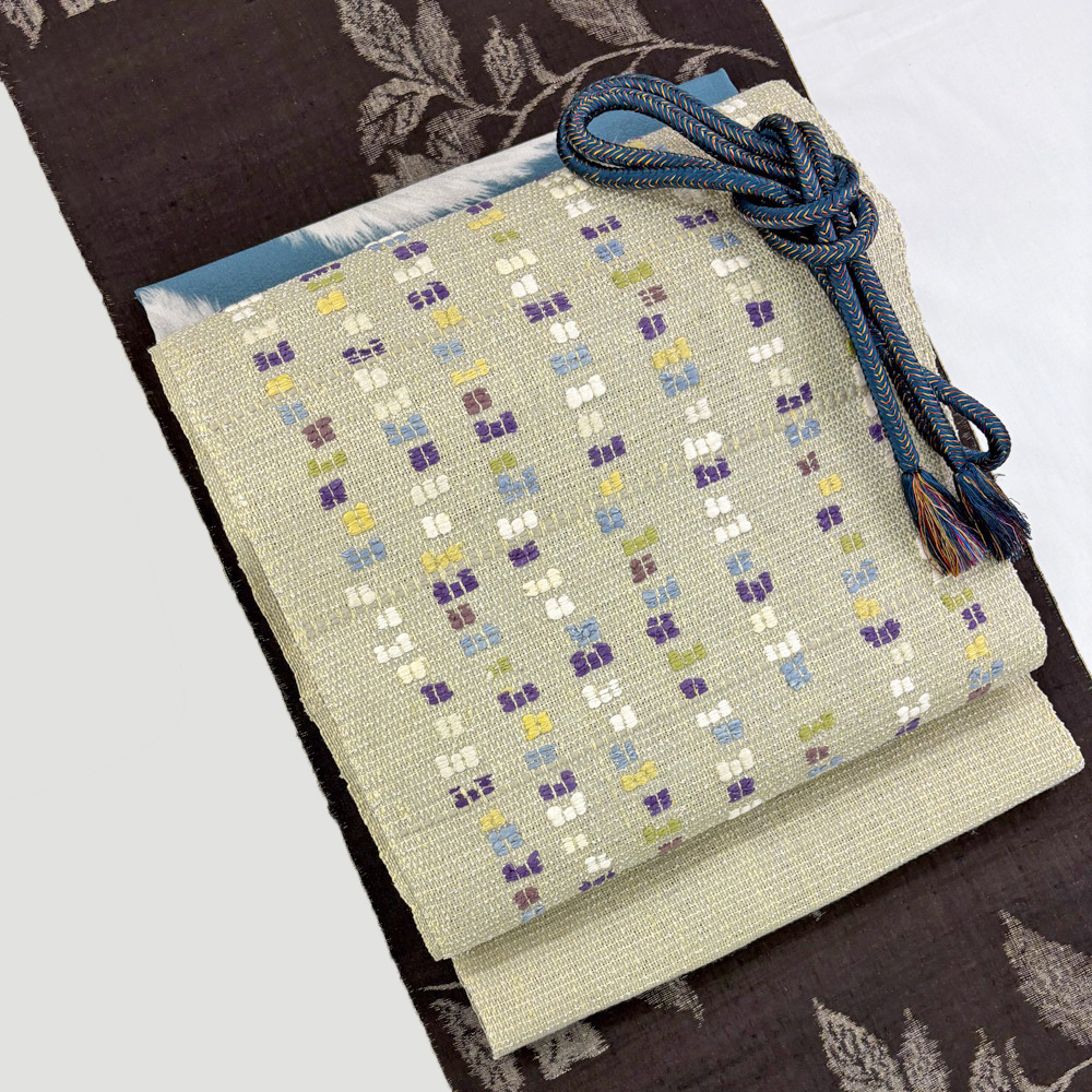 藤田織物製 真綿八寸帯(グレー) - 画像 (5)