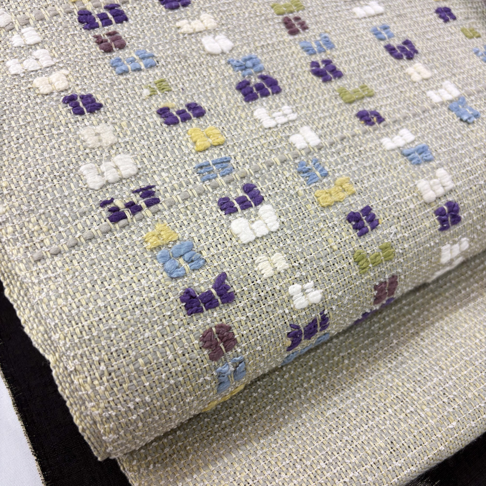 藤田織物製 真綿八寸帯(グレー)