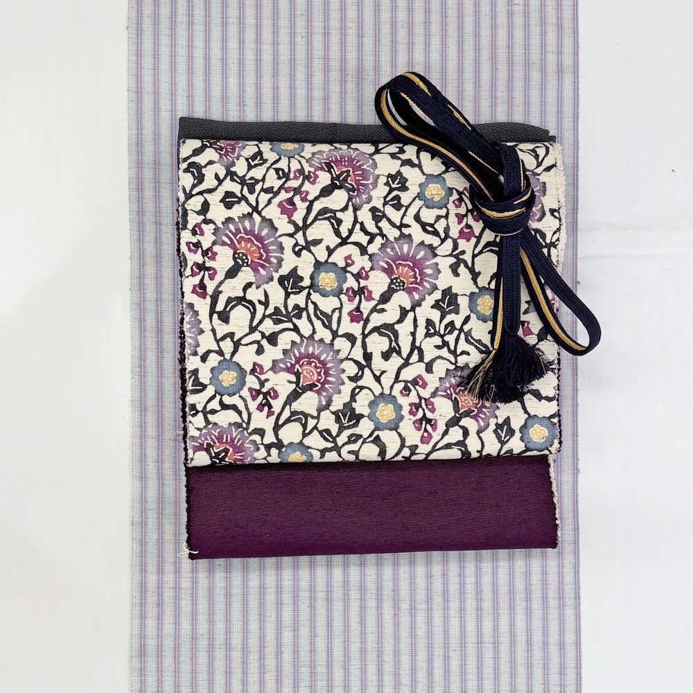 ぜんまい紬地 型染八寸帯 - 画像 (3)