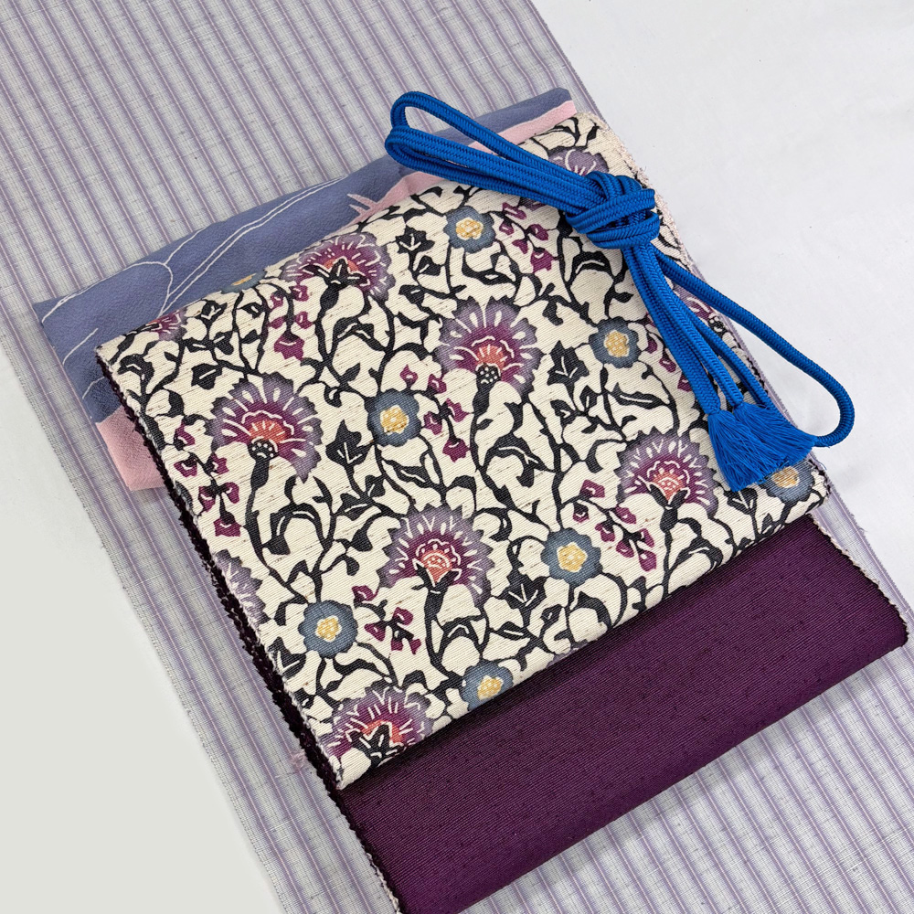 ぜんまい紬地 型染八寸帯 - 画像 (4)