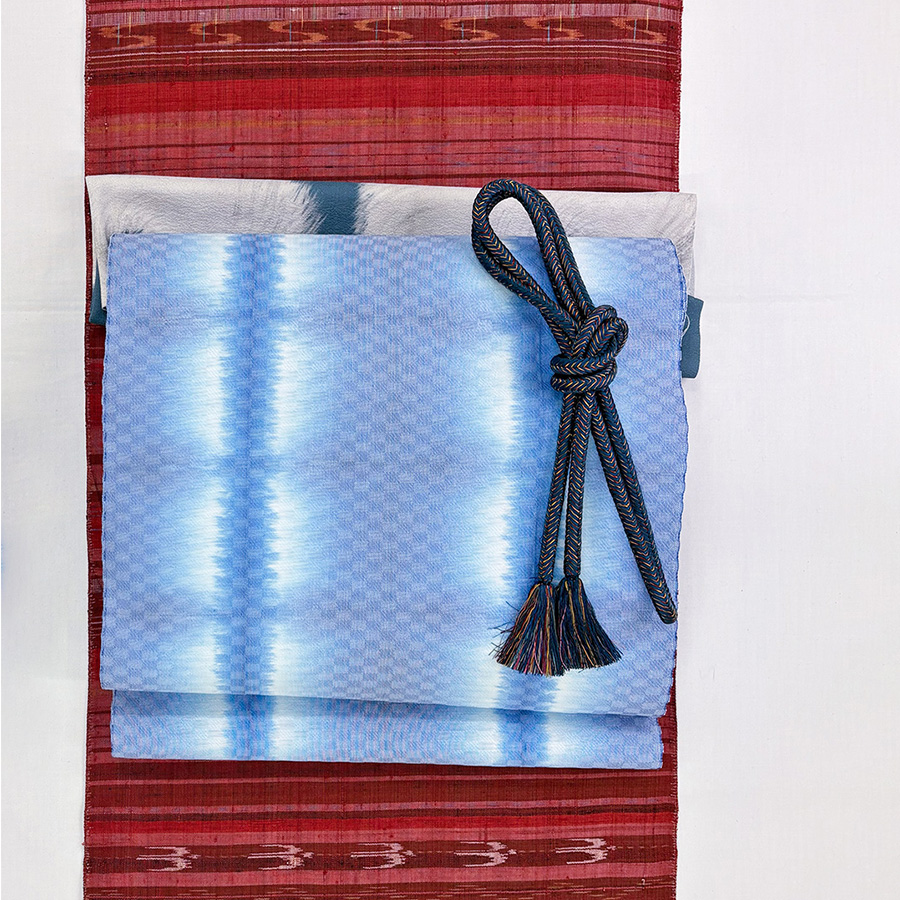 京都 西陣織 織匠 さか井製 板締め絞り 九寸名古屋帯 - 画像 (2)