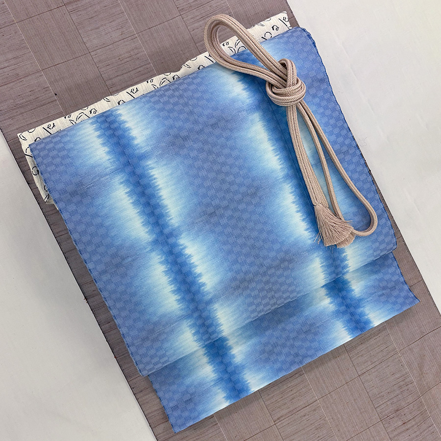 京都 西陣織 織匠 さか井製 板締め絞り 九寸名古屋帯 - 画像 (3)