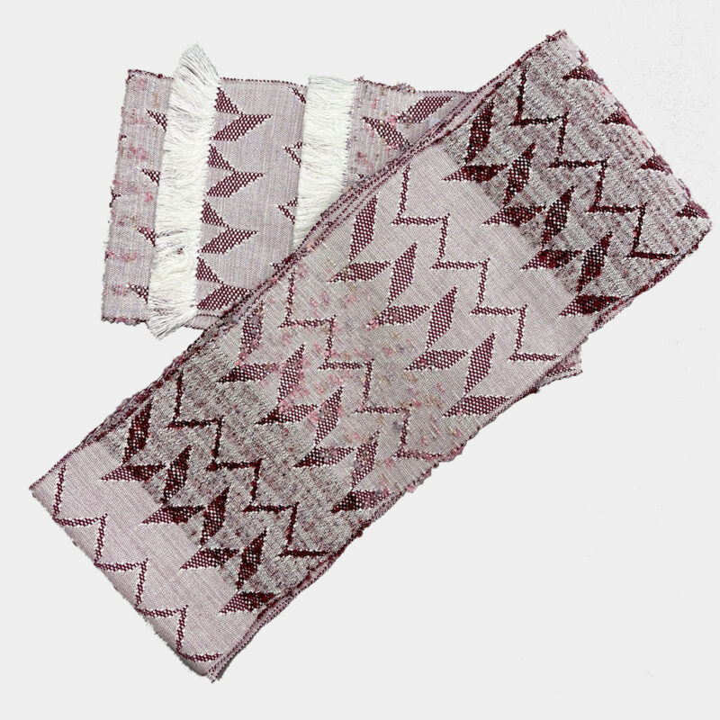 近賢織物謹製 四寸帯「つばらつばら」いちご色