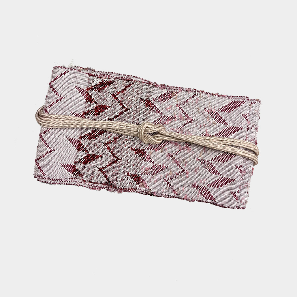 近賢織物謹製 四寸帯「つばらつばら」いちご色 - 画像 (2)