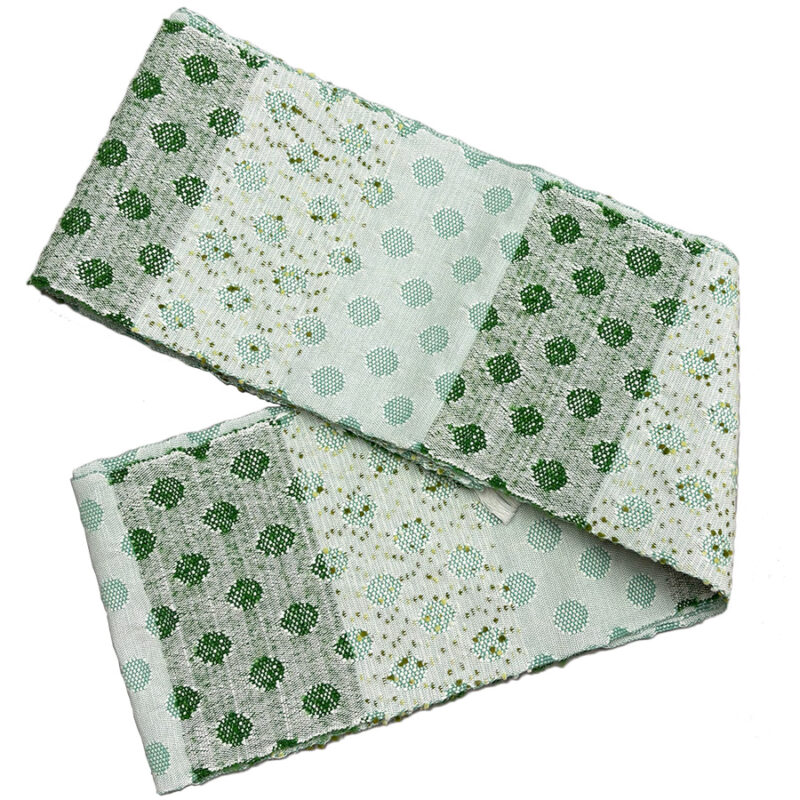 近賢織物謹製 四寸帯「つばらつばら」若葉色