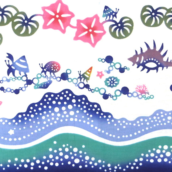 注染手拭い　紅型作家シリーズ　＜やどかりの浜＞